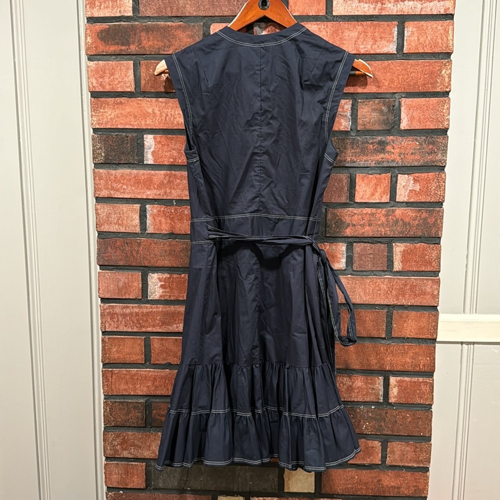 Rebecca Taylor Navy Blue Ruffle Wrap Dress - Picture 6 of 11